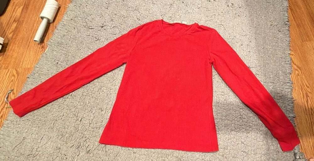 Caslon Long Sleeve Crewneck Top Red Tee